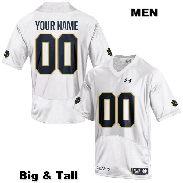 Men's NCAA Notre Dame Fighting Irish #00 Custom Stitched College Under Armour Authentic White Big & Tall Football Jersey LW10E43DW